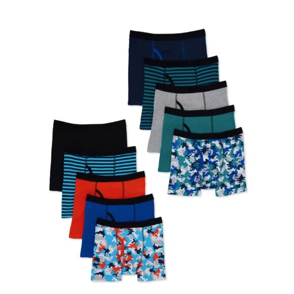 Wonder Nation Boys Underwear Soft Cotton Boxer Briefs, 10 Value Pack 10-12 L - Picture 2 of 7